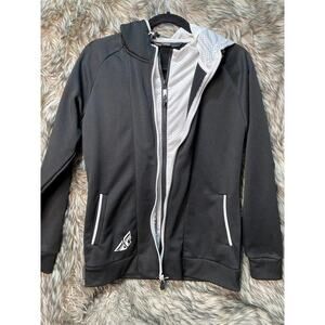 FMF RACING Black and White‎ Hooded Full Zip Jacket Sweater Women's Size L